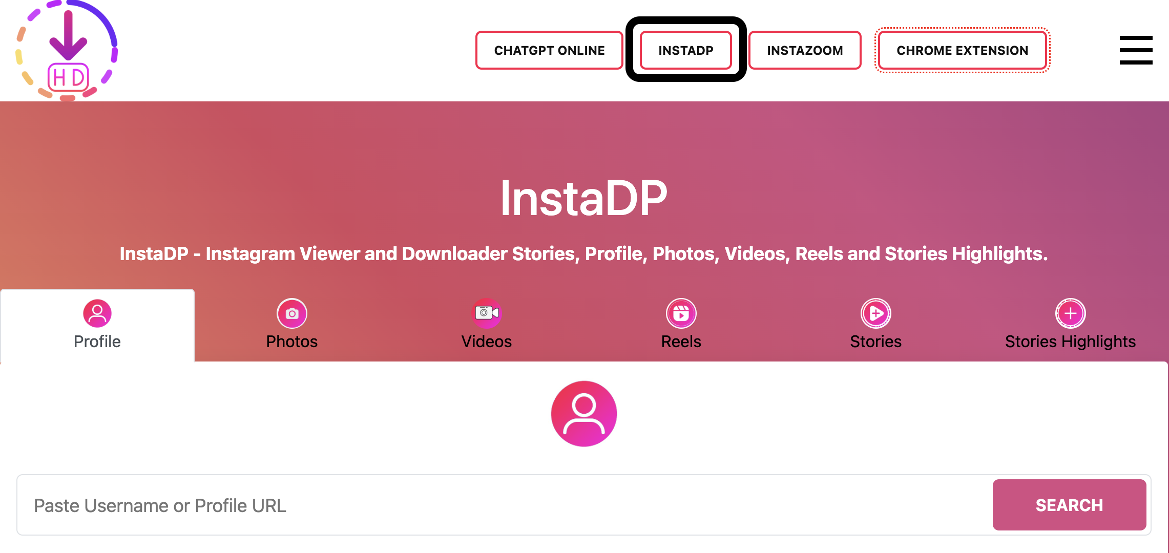 InstaDP page