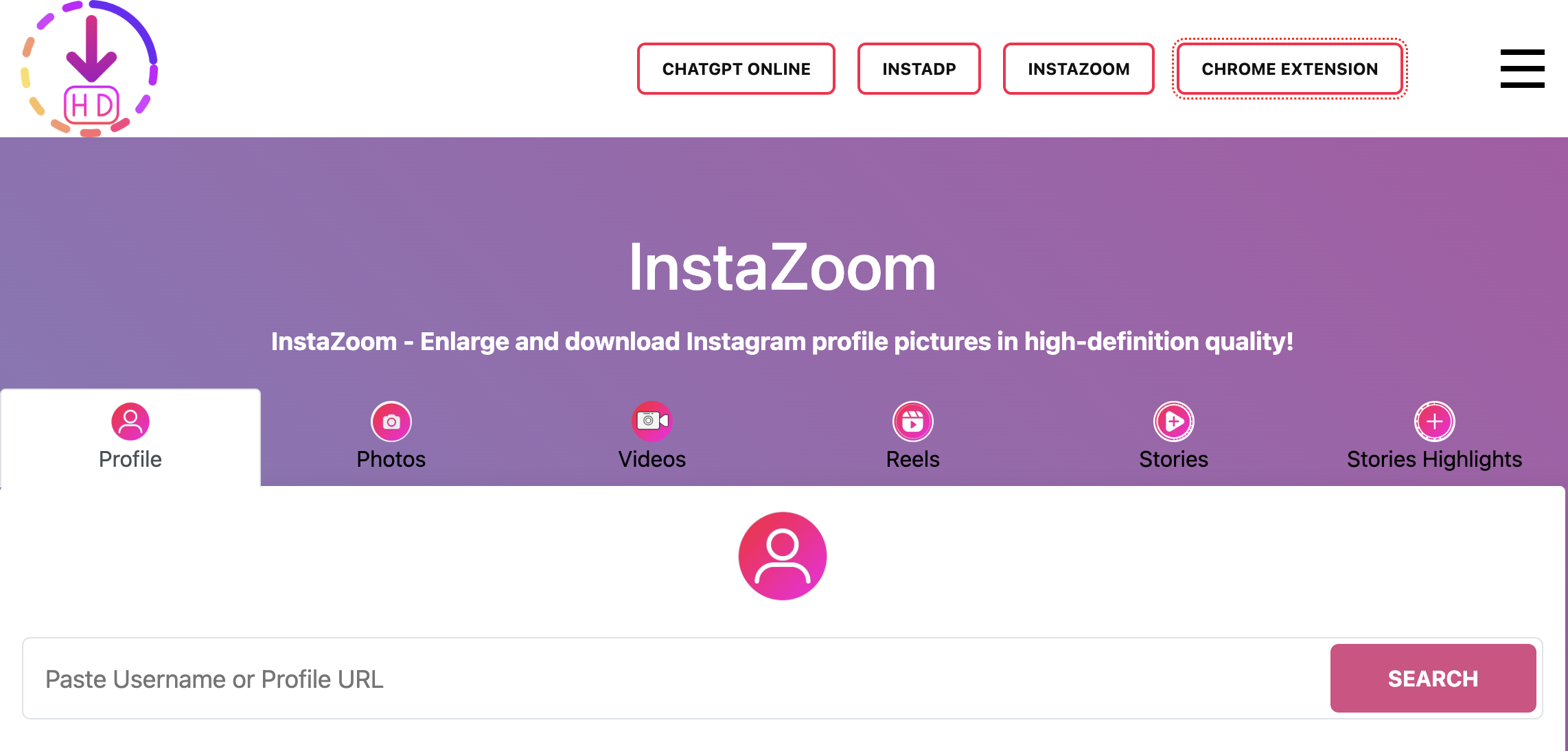 Instazoom - Enlarge Instagram Profile Picture Full HD